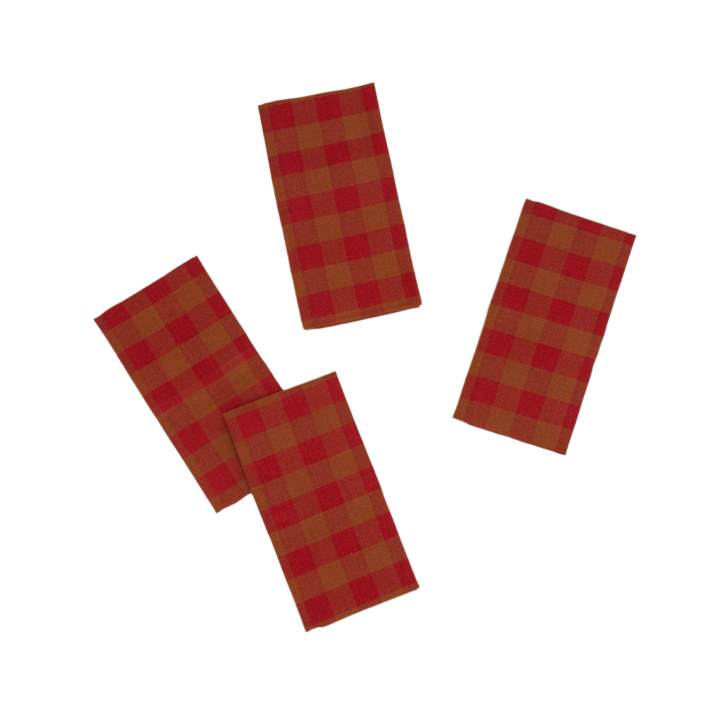 Set of 4 Gingham Napkins - Red + Terracotta
