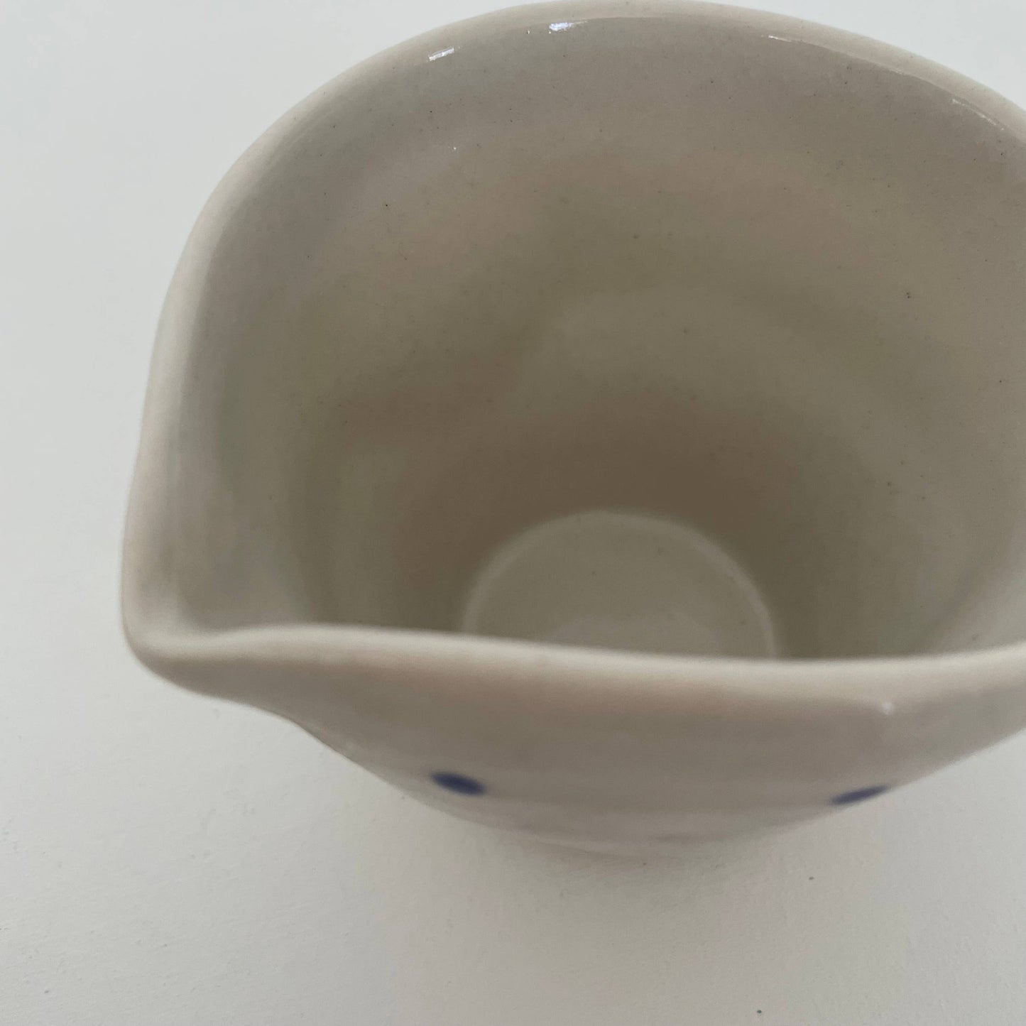 Handmade Japanese Ceramic Pitcher - Cream + Navy Dots