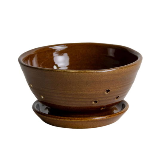 Berry Colander with Saucer - Copper Clay