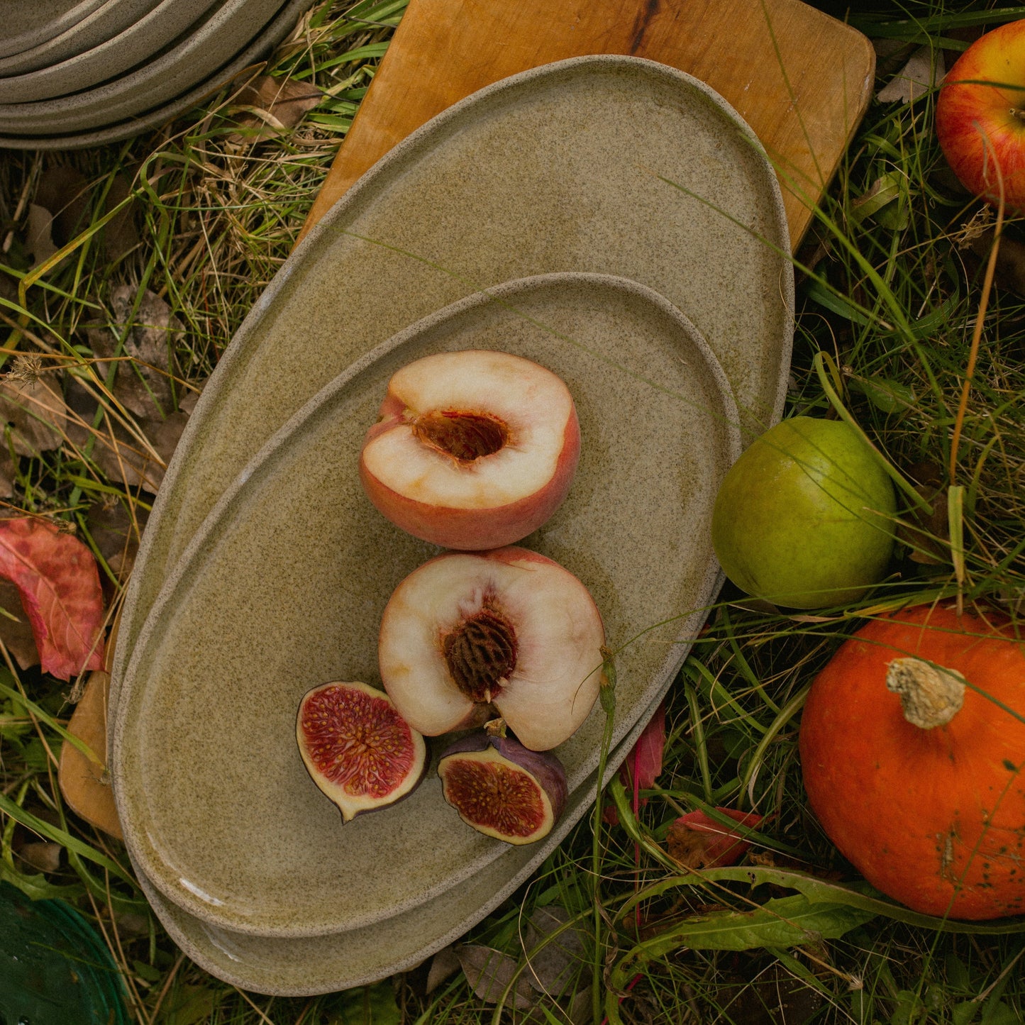 Handmade Stoneware Oval Serving Platter