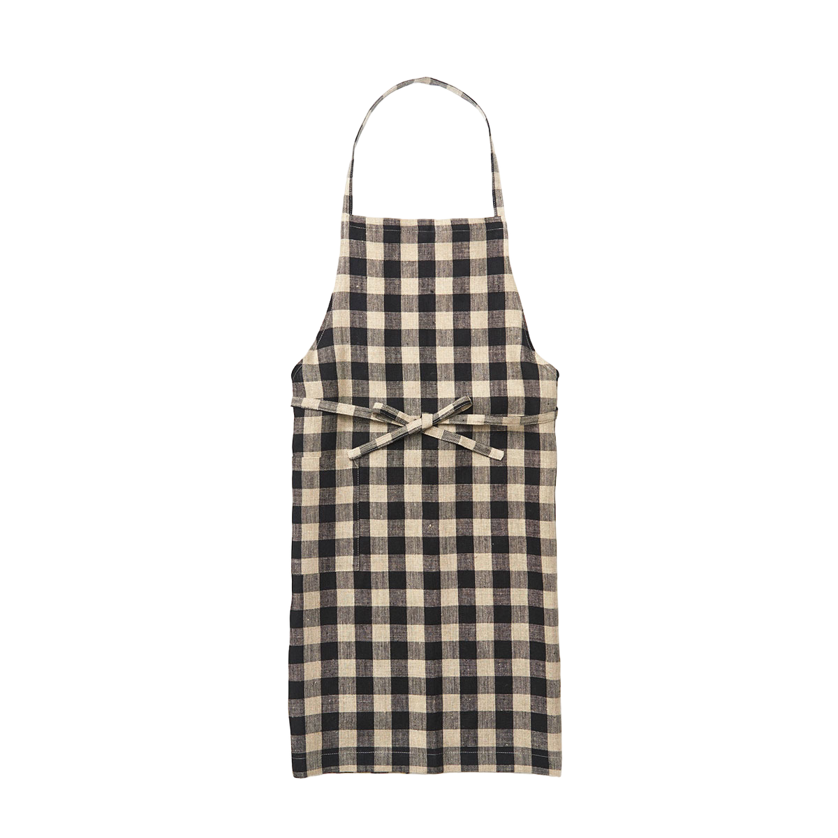 Linen Apron - Black + Cream Check