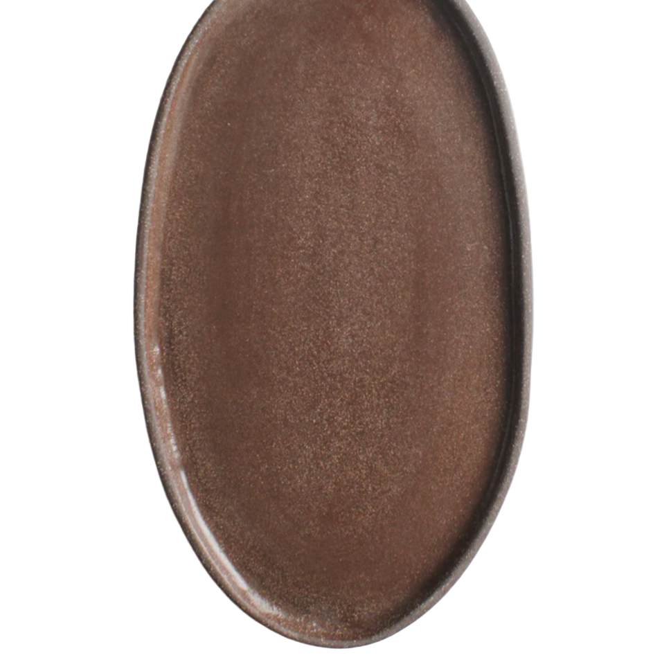 Handmade Stoneware Oval Serving Platter - Pumpernikel