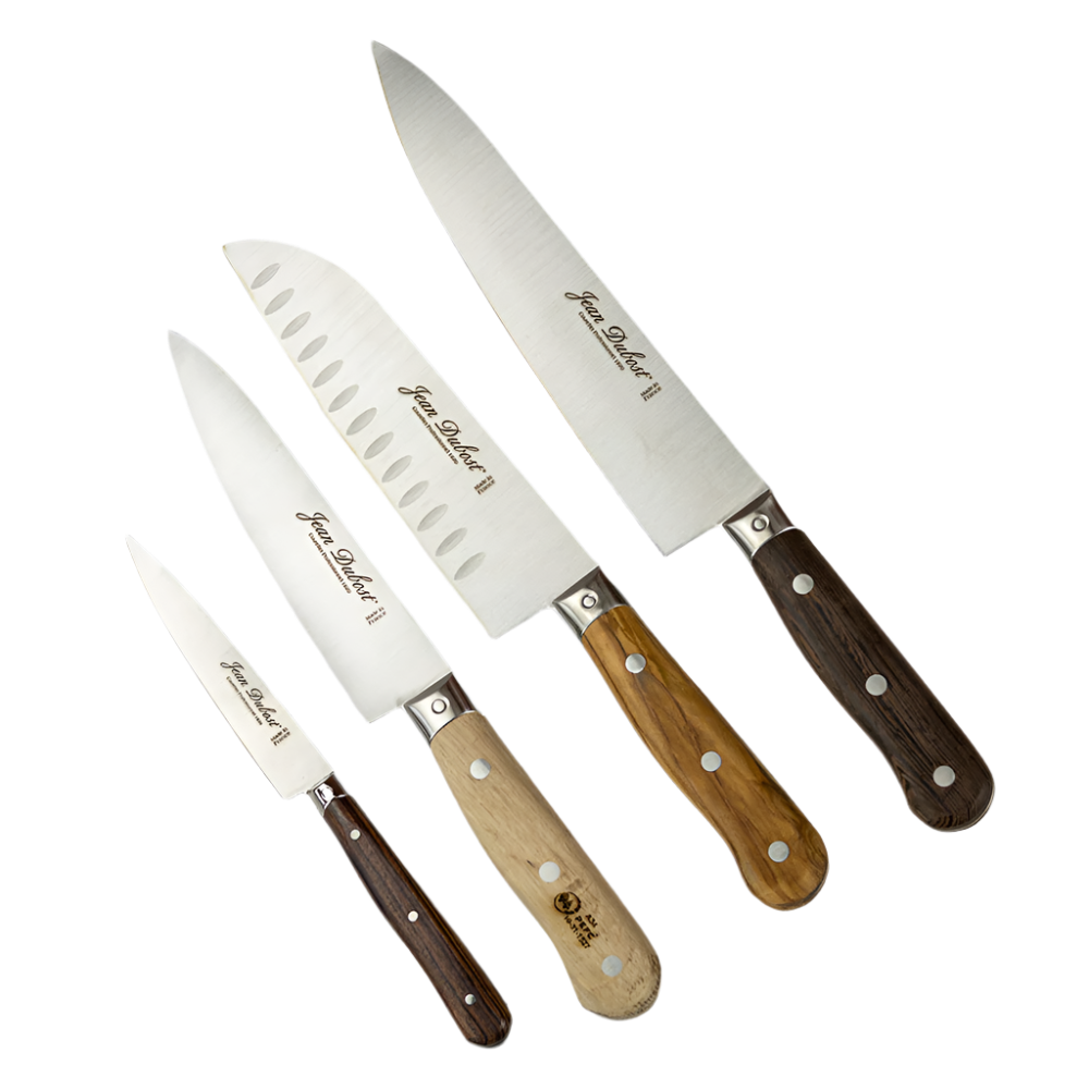 Jean Dubost 4 Kitchen Knives Set Mixed Woods