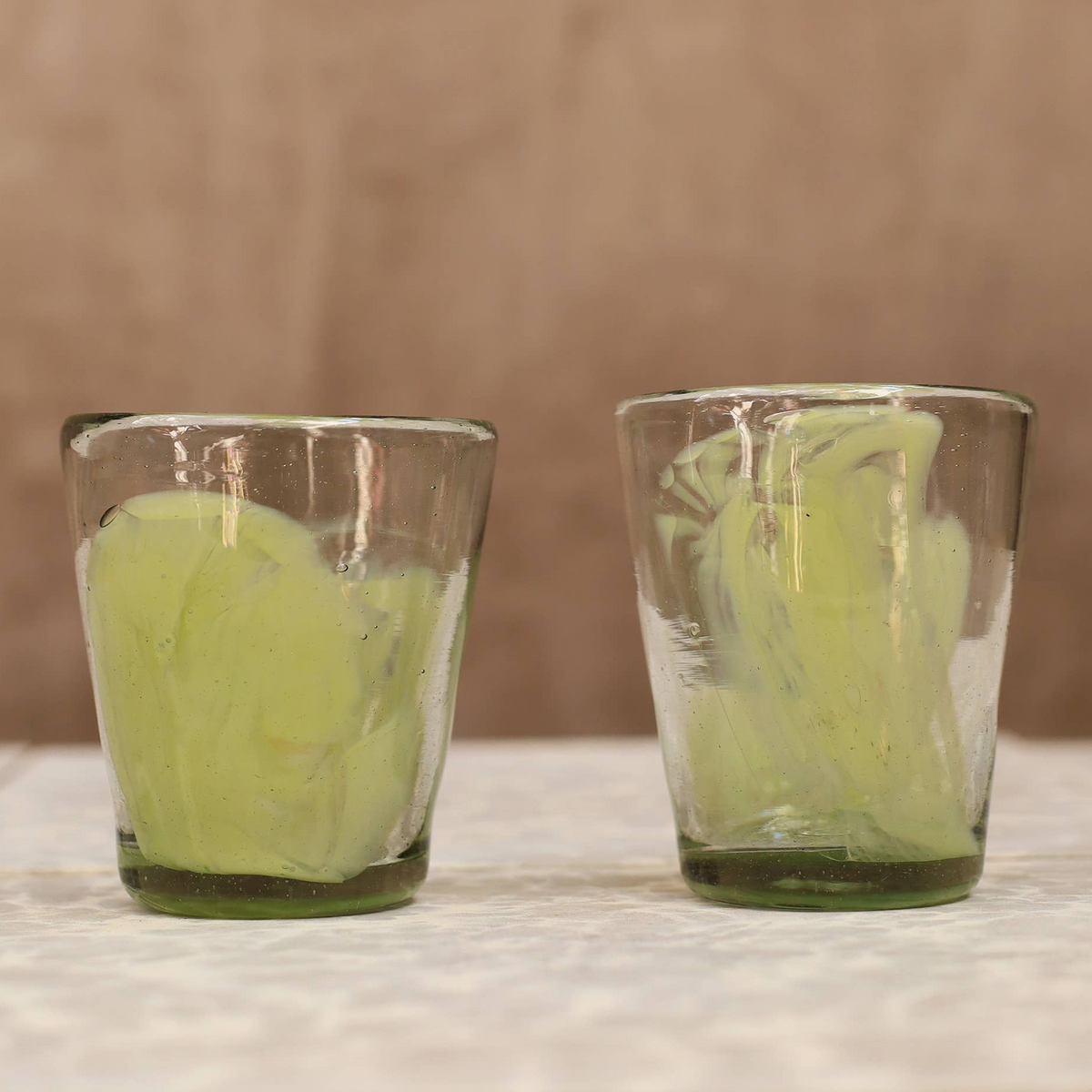 Hand Blown Stacking Glass Tumbler - 10 oz - 300 ml - Green