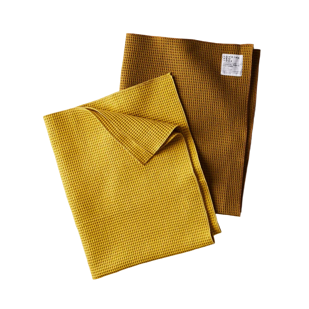 Waffle Dish Towel Set - Mustard & Bronze