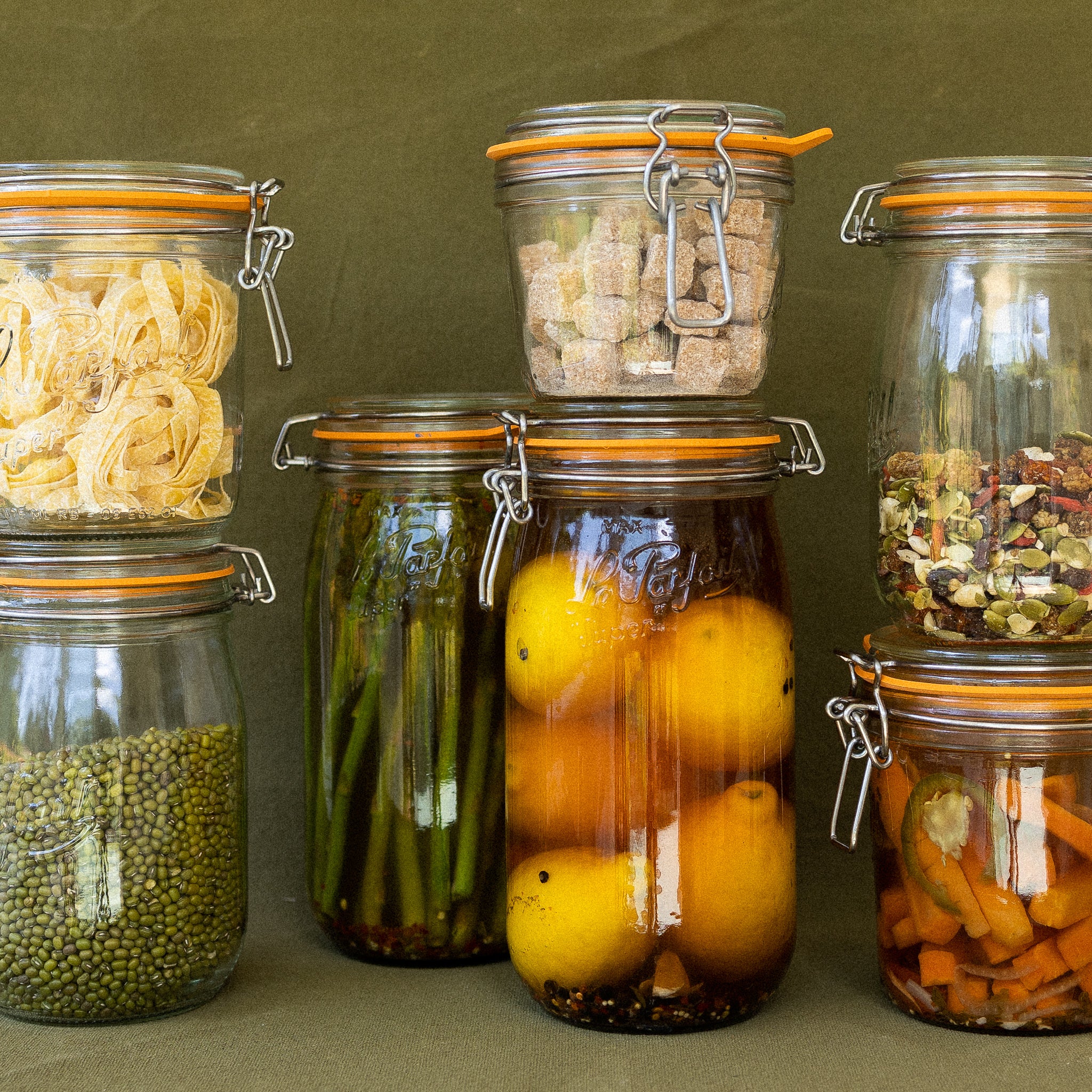 Rounded French Glass Storage Jar with Seal