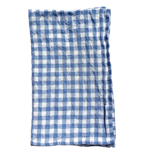 Organic Cotton Gingham Kitchen Towel - Sea Blue