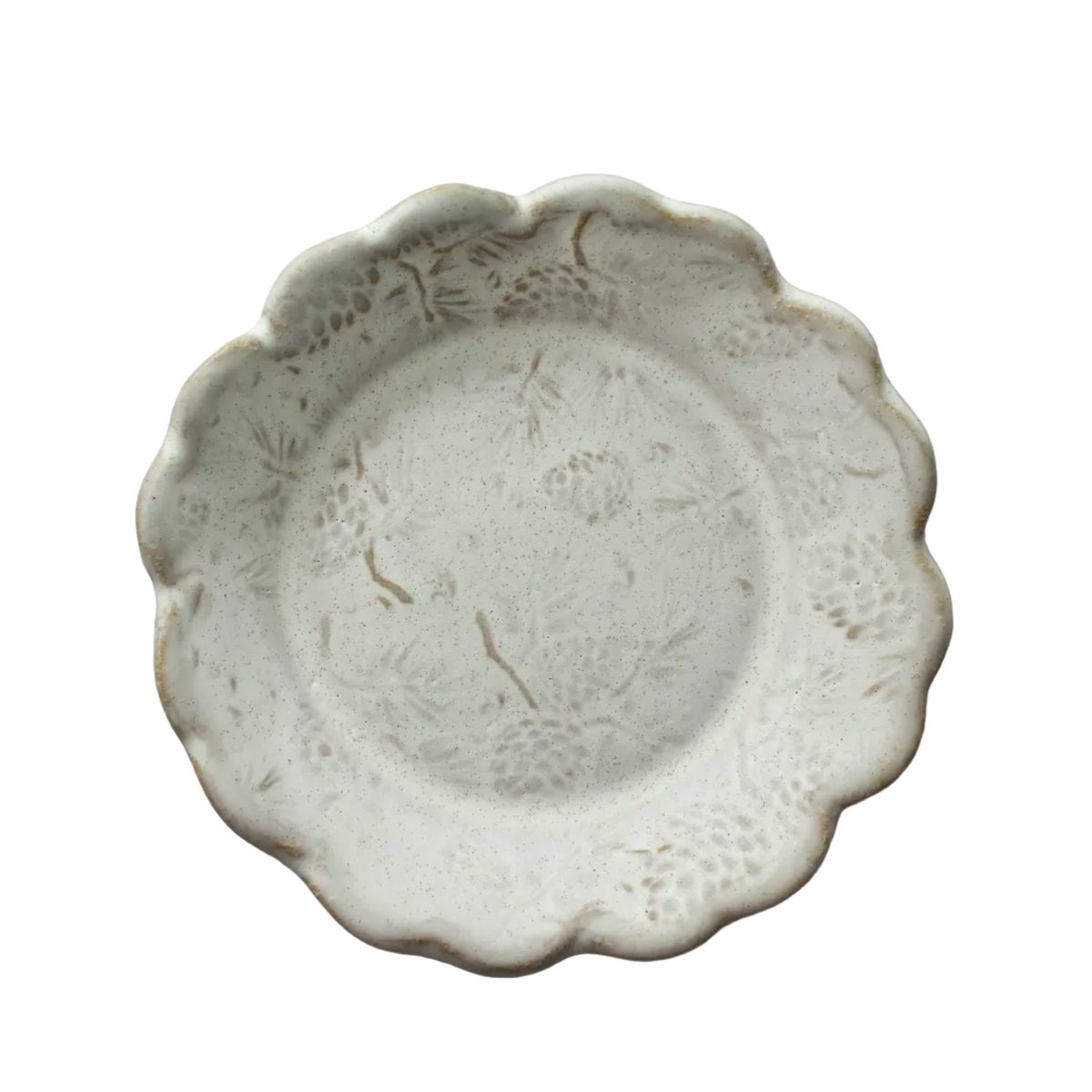 Handmade Ceramic Tapas Dish, Pine Cone Texture - Grey