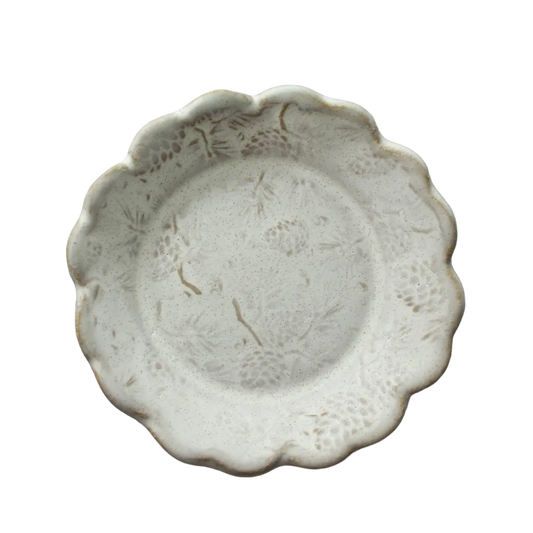 Handmade Ceramic Tapas Dish, Pine Cone Texture - Grey