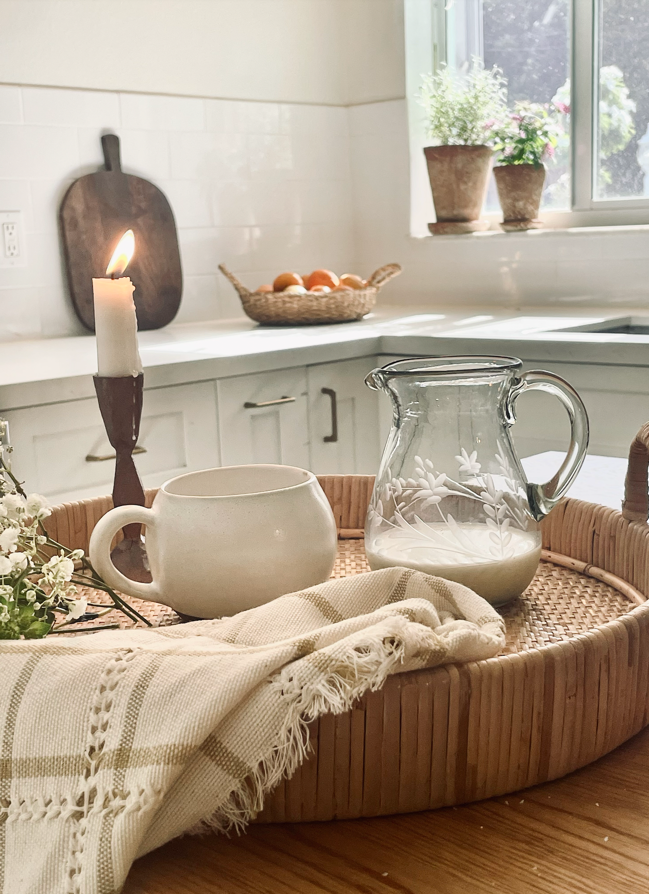 Hand-Etched Blown Petite Pitcher