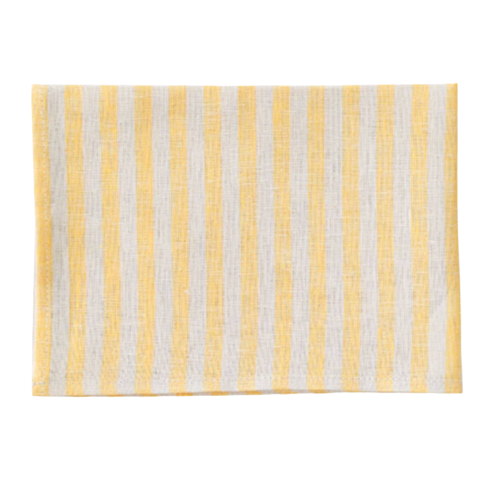 Yellow Beige Stripe Linen Kitchen Cloth