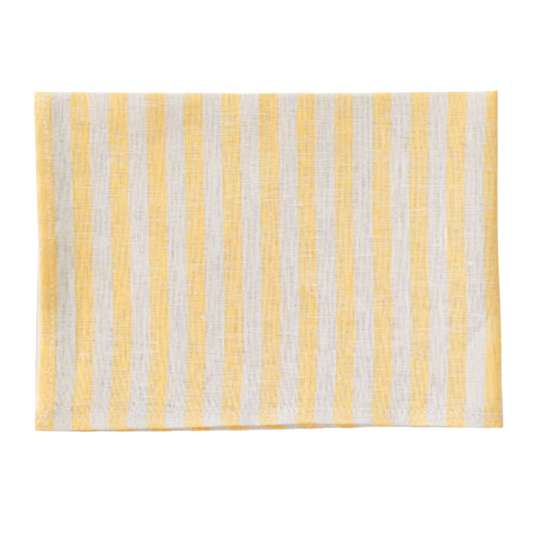 Yellow Beige Stripe Linen Kitchen Cloth