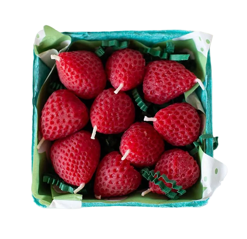 Strawberry Beeswax Birthday Candles