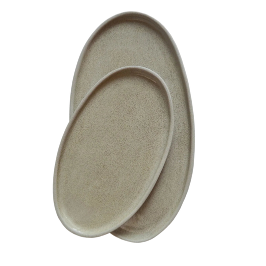 Handmade Stoneware Oval Serving Platter