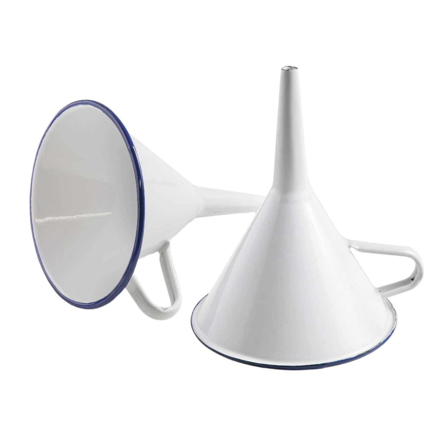 Enamel Funnel - White + Navy