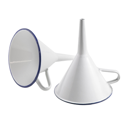 Enamel Funnel - White + Navy