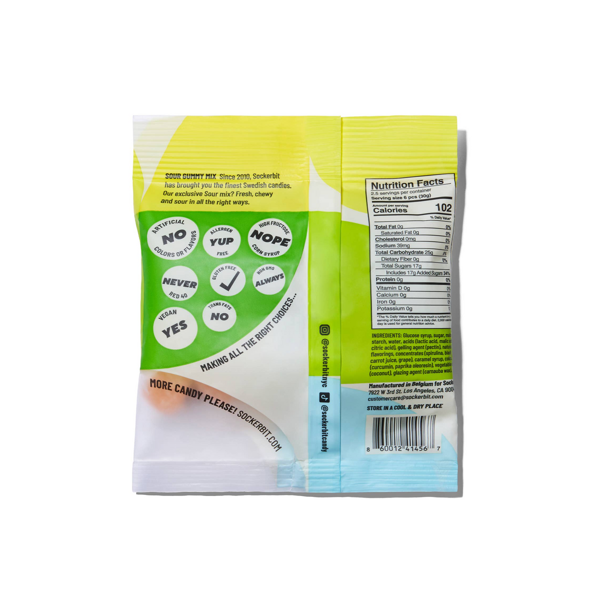 Sour Gummy Mix Swedish Candy Bag 2.8oz