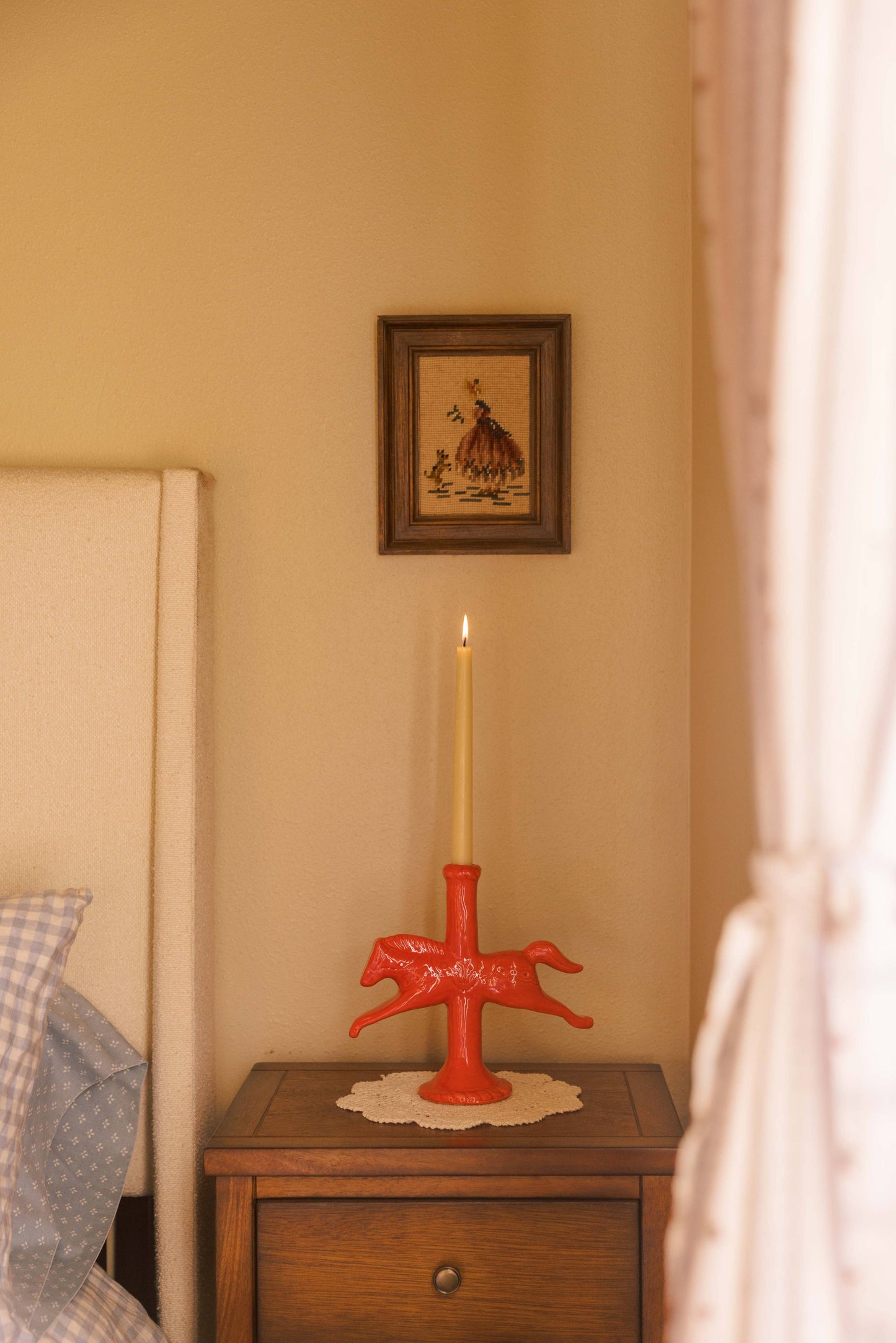Dala Horse Candlestick Holder - Red
