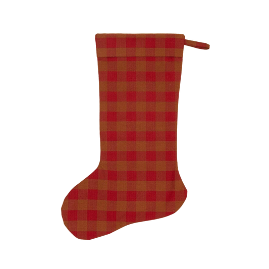 Terracotta & Red Gingham Stocking
