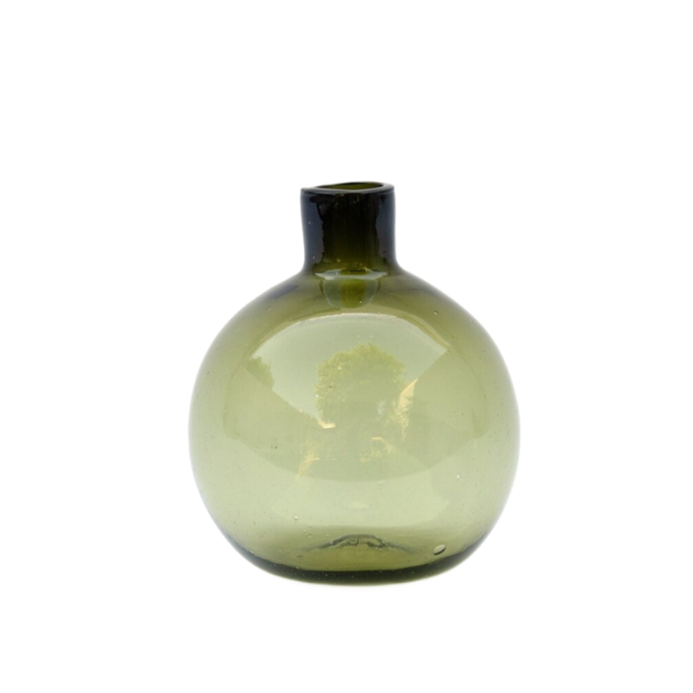 Bola Handblown Glass Vase - Olive Green