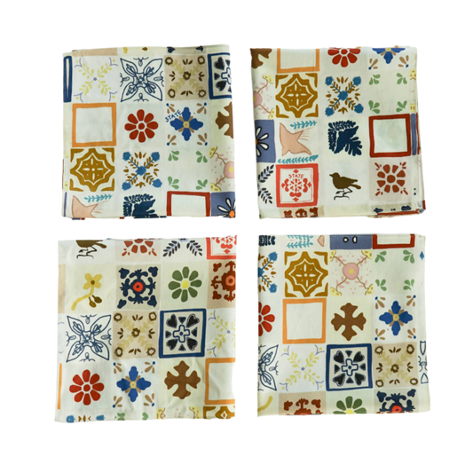 Tile Cotton Napkins - Set of 4