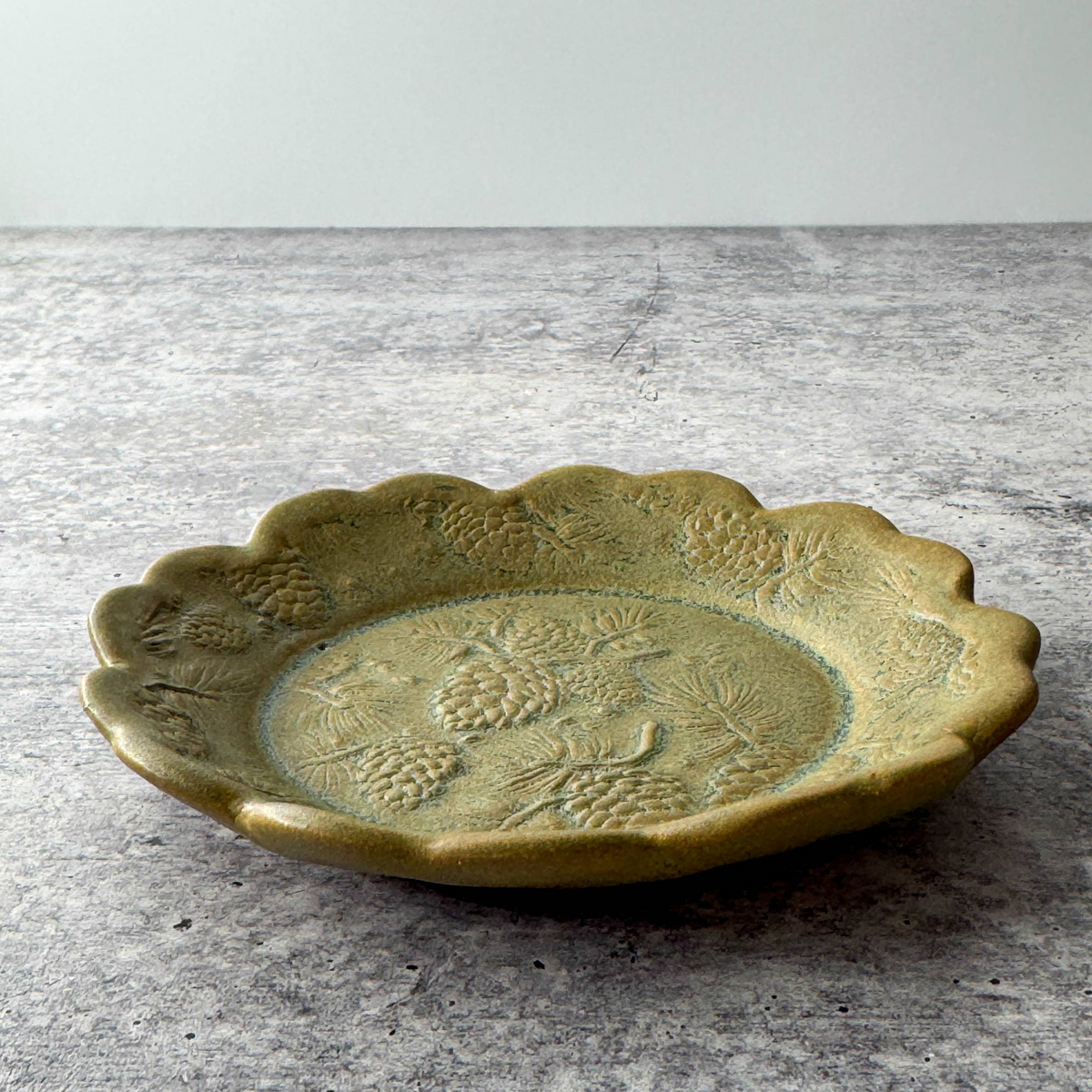 Handmade Ceramic Tapas Dish, Pine Cone Texture - Tan