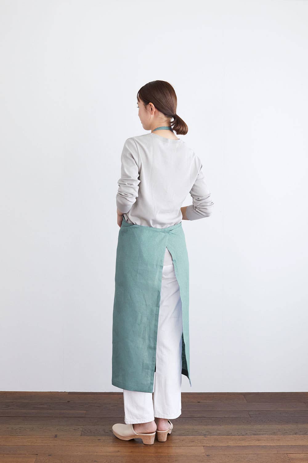 Linen Full Apron Clair - French Blue