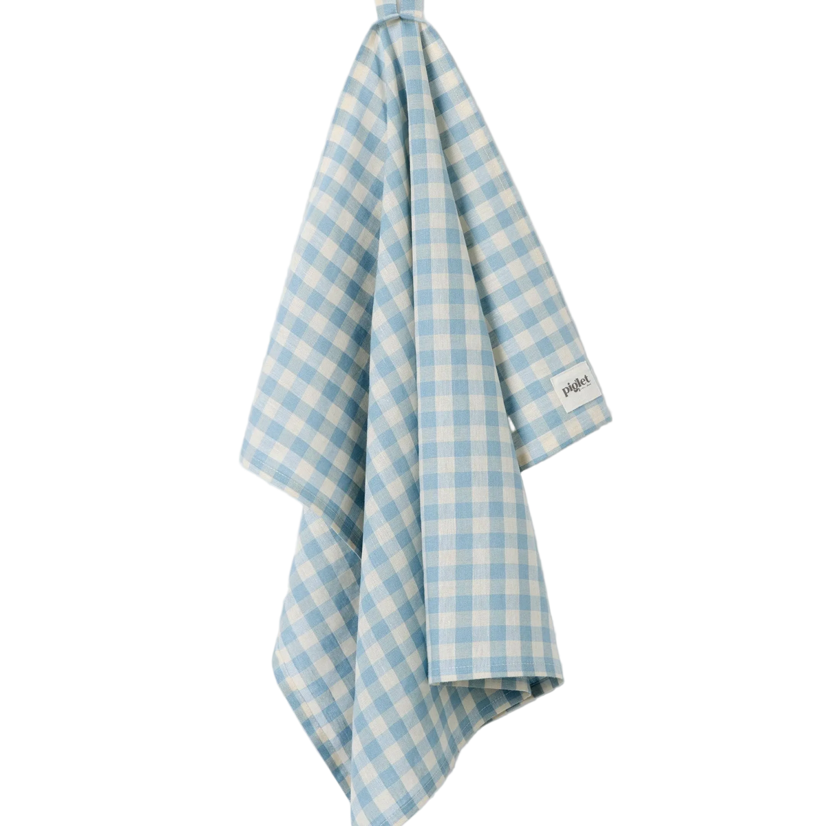 Warm Blue Gingham Linen Blend Tea Towel