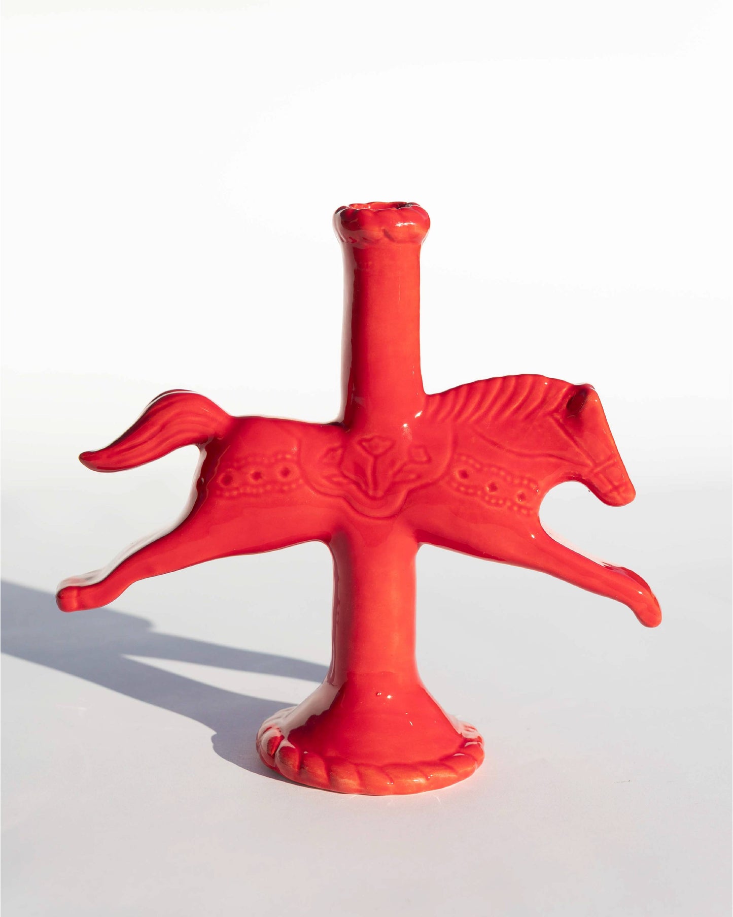 Dala Horse Candlestick Holder - Red