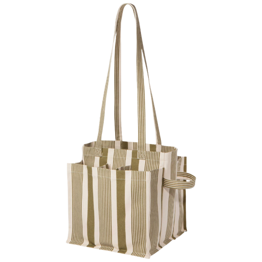 Sage Stripe Shopping Tote