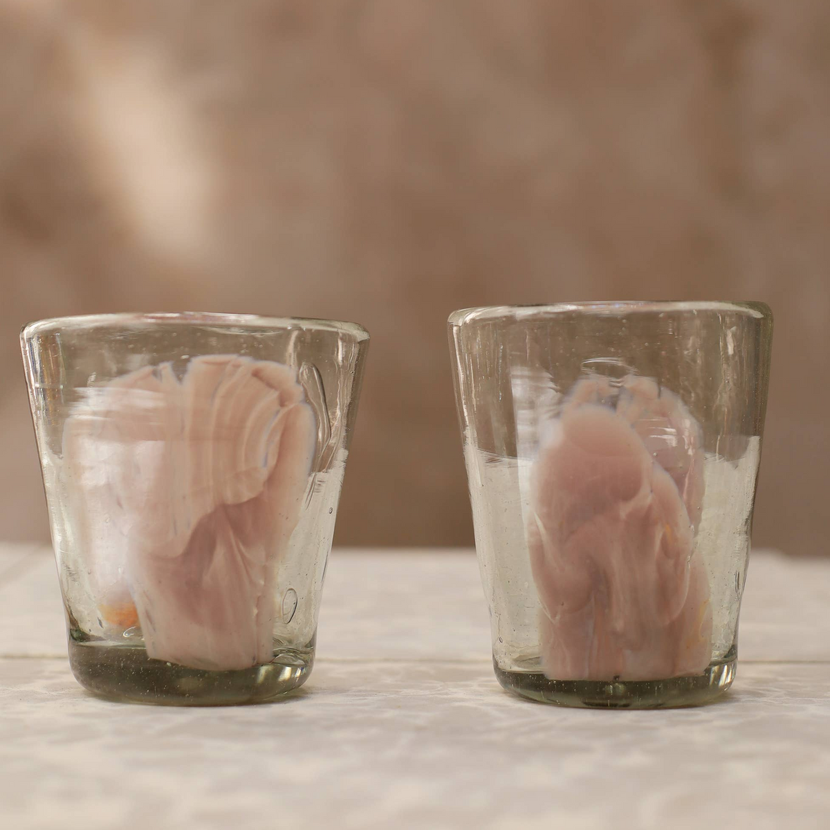 Hand Blown Stacking Glass Tumbler - 10 oz - 300 ml - Pink
