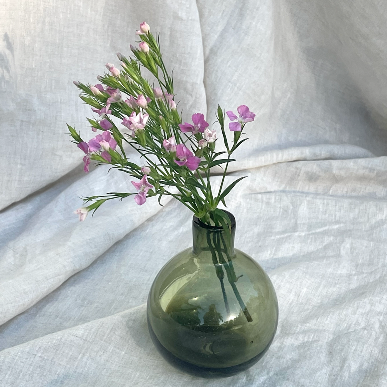 Bola Handblown Glass Vase - Olive Green