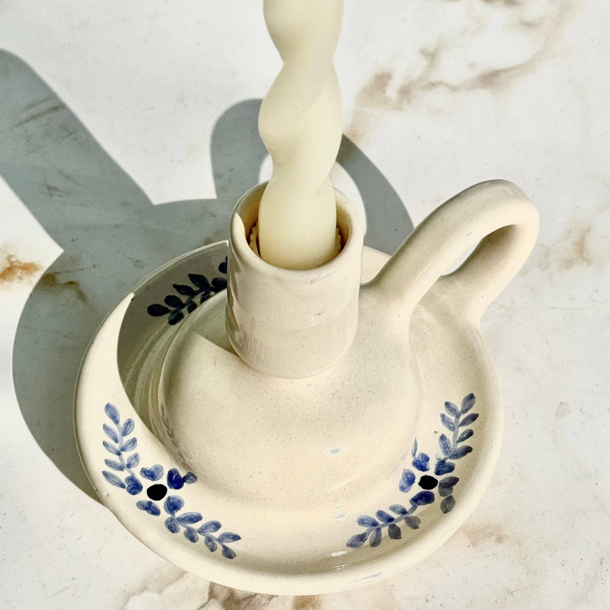 Hand-painted Margot Candle Holder, Blue