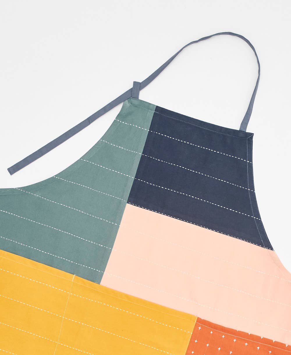 Colorblock Organic Cotton Bib Apron