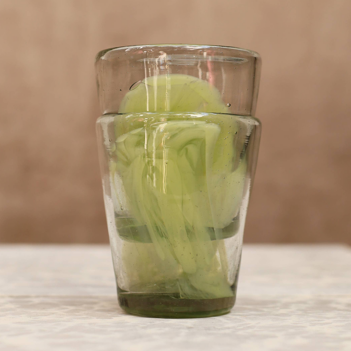 Hand Blown Stacking Glass Tumbler - 10 oz - 300 ml - Green