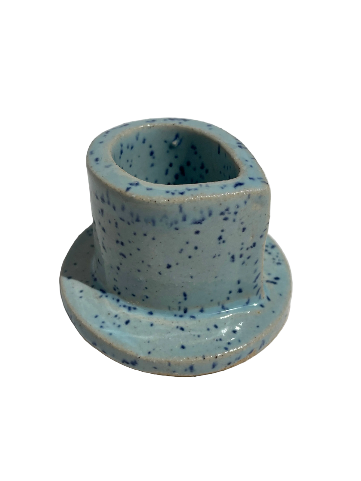Party Stoneware Candle Holder: Baby Blue Speckle