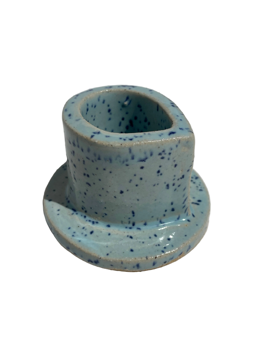 Party Stoneware Candle Holder: Baby Blue Speckle