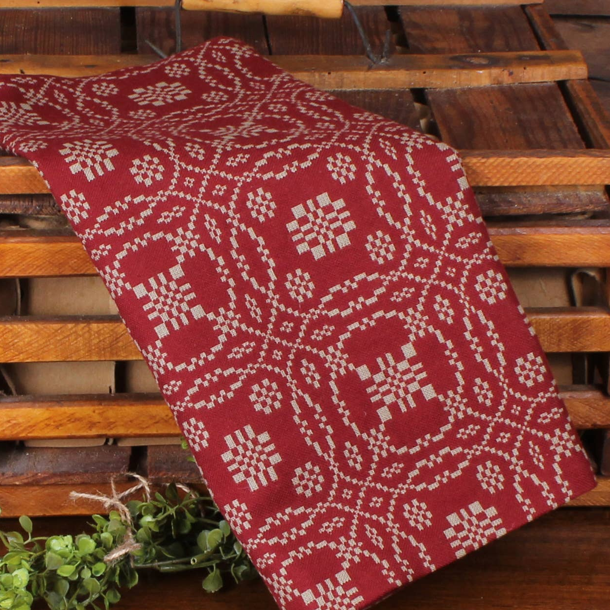 Lover's Knot Barn Red Towel