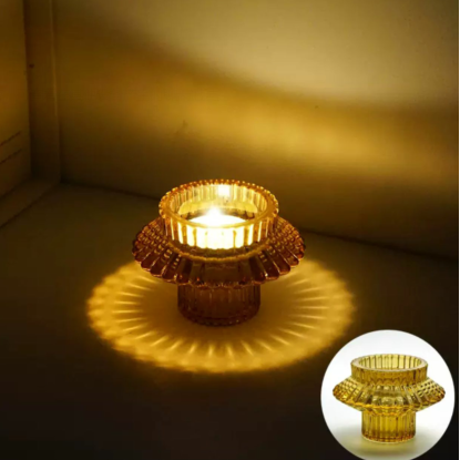 Taper + Tea Light Holder - Amber