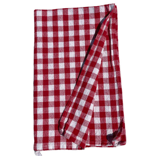 Organic Cotton Gingham Kitchen Towel - Red Checks