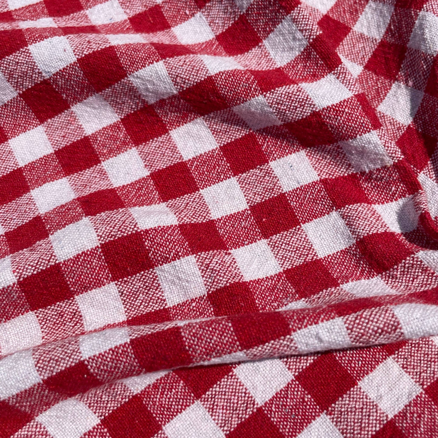 Organic Cotton Gingham Kitchen Towel - Red Checks