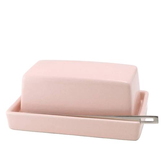 Butter Dish with Knife - Pink