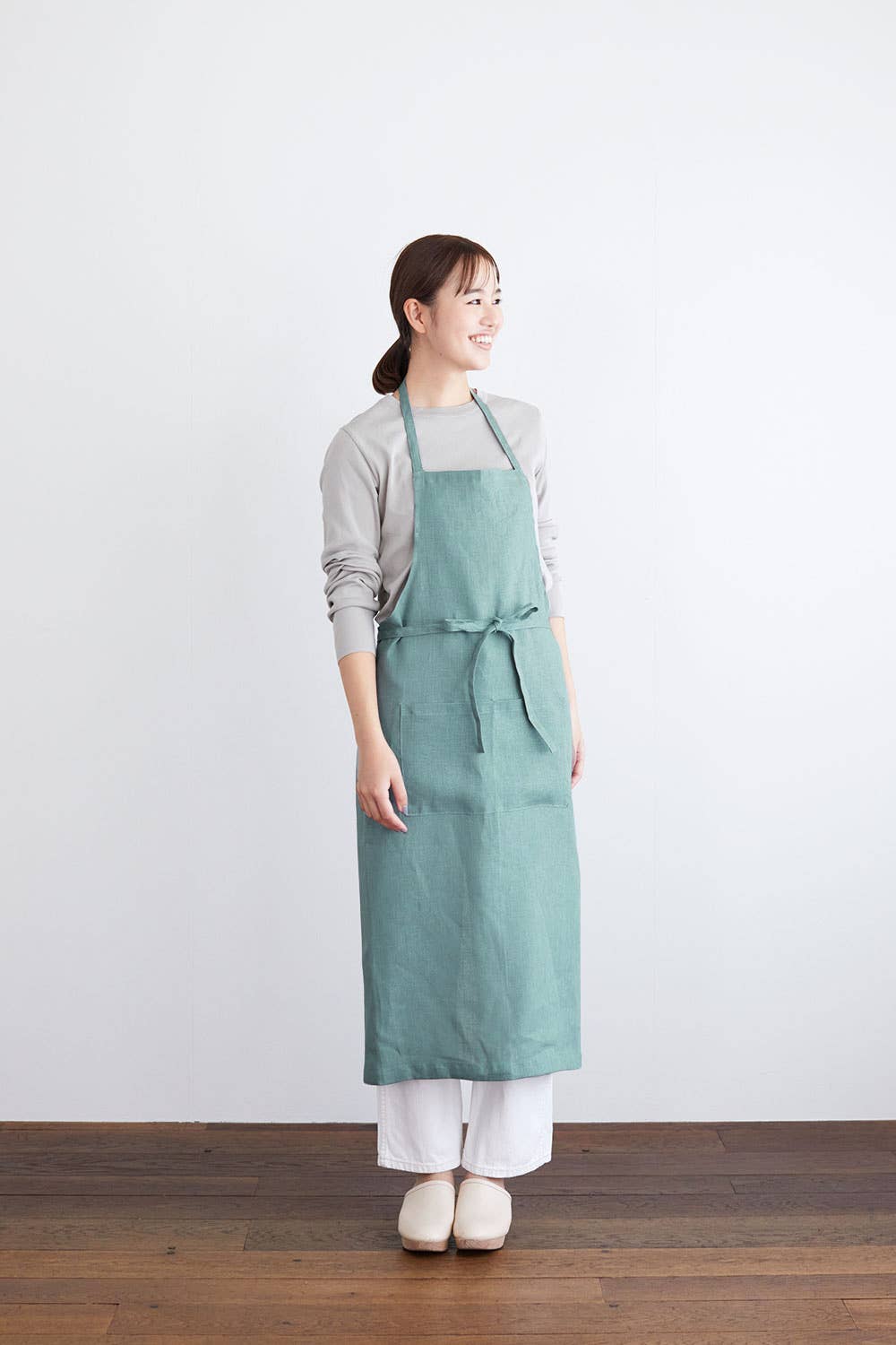 Linen Full Apron Clair - French Blue