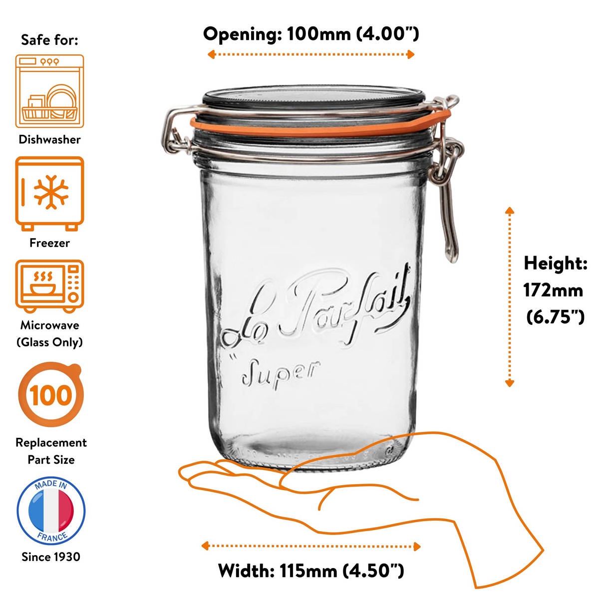 1L French Glass Preserving Jar