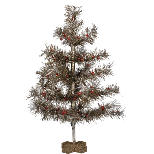 Champagne Silver Tinsel Christmas Tree - 18"