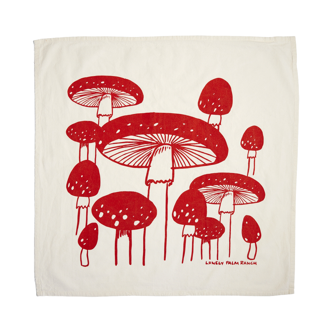 Red Mushroom Tea Towel