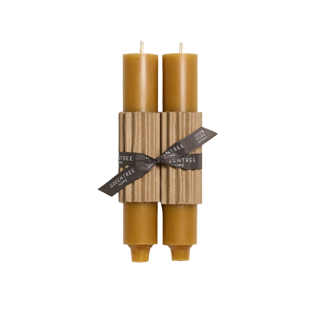 Wide Column Taper Candle Pair - Natural