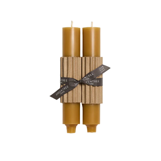 Wide Column Taper Candle Pair - Natural