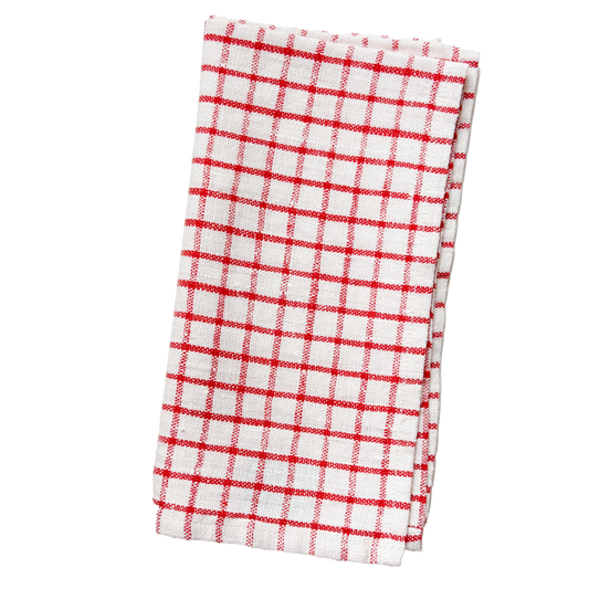 Linen Napkin - Red Grid