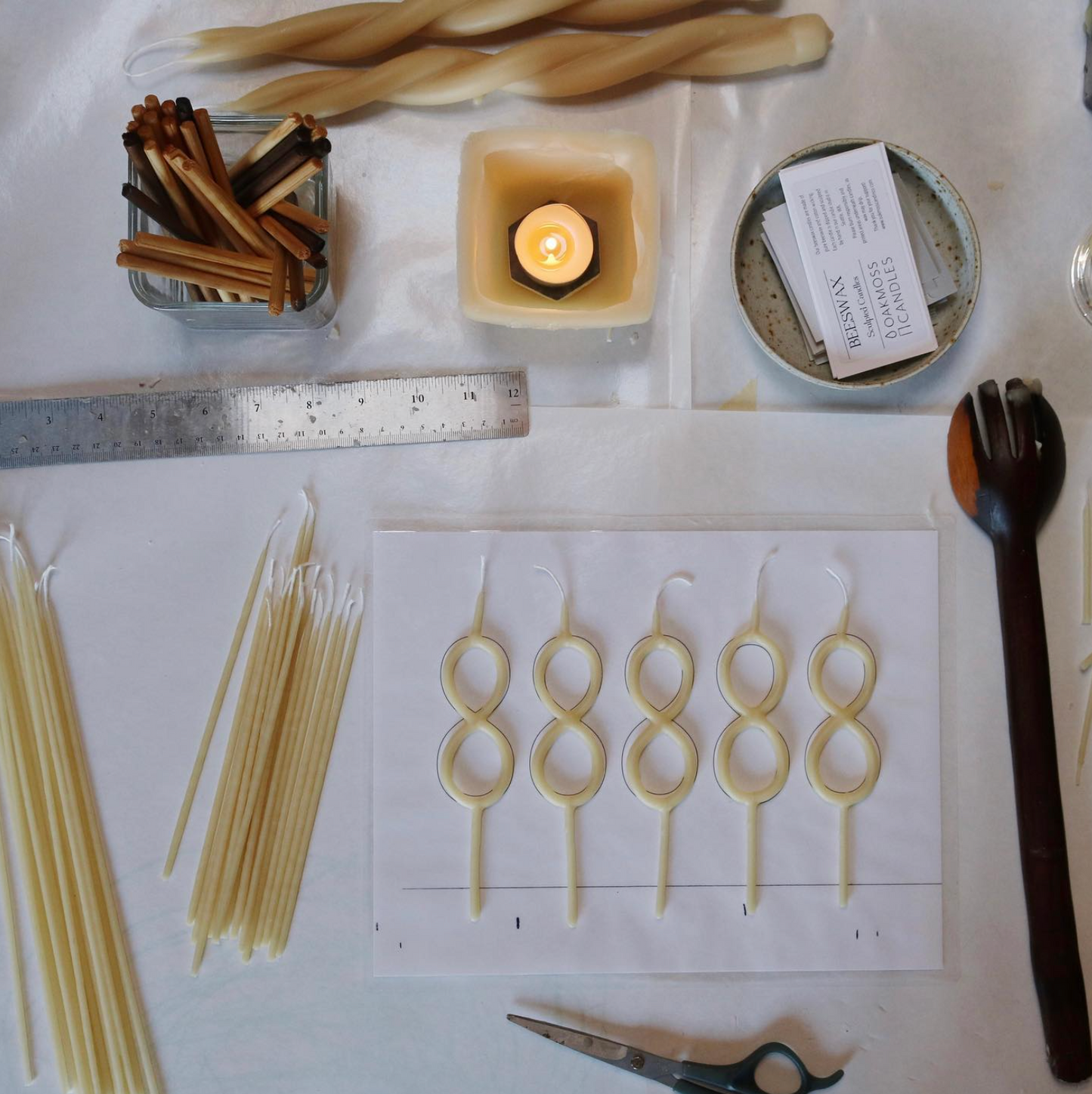 Hand-dipped Beeswax Number Candle